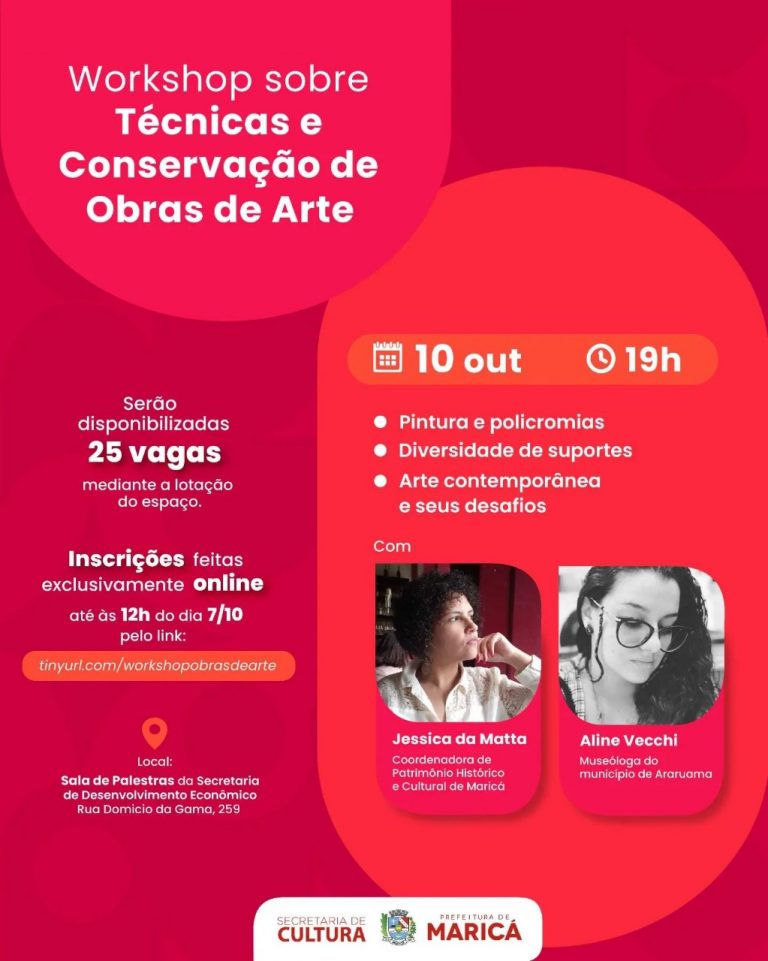 Cultura abre inscrições para workshop sobre técnicas e conservação de