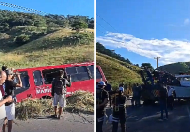 Retirada de ônibus tombado interdita trecho da Serra do Lagarto na manhã deste sábado