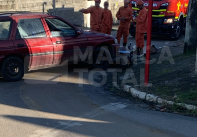 Colisão entre carro e motocicleta deixa mulher ferida em Araçatiba