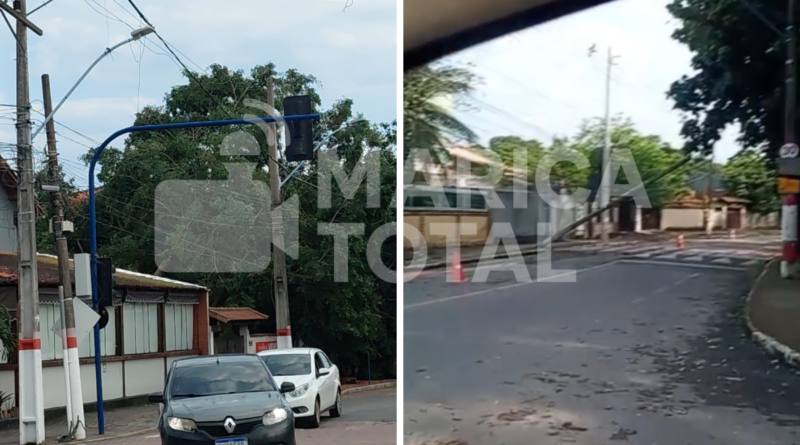 Ventania derruba árvores e postes durante chuva forte em Maricá
